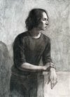 Кошелева Татьяна. Портрет с руками, б., мягкий материал, 2023