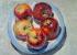 Андрей Художитков. Яблочки на тарелочке с голубой каемочкой. Бумага, масло, 20*30.2023