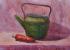 Прыгунова Софья Александровна. Натюрморт с зеленым чайником и красным перцем, бумага, акварель